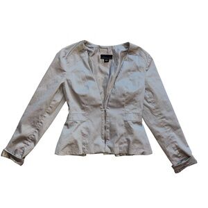 Attention Gray Silver Zip‎ Front Peplum Blazer Jacket size 2
